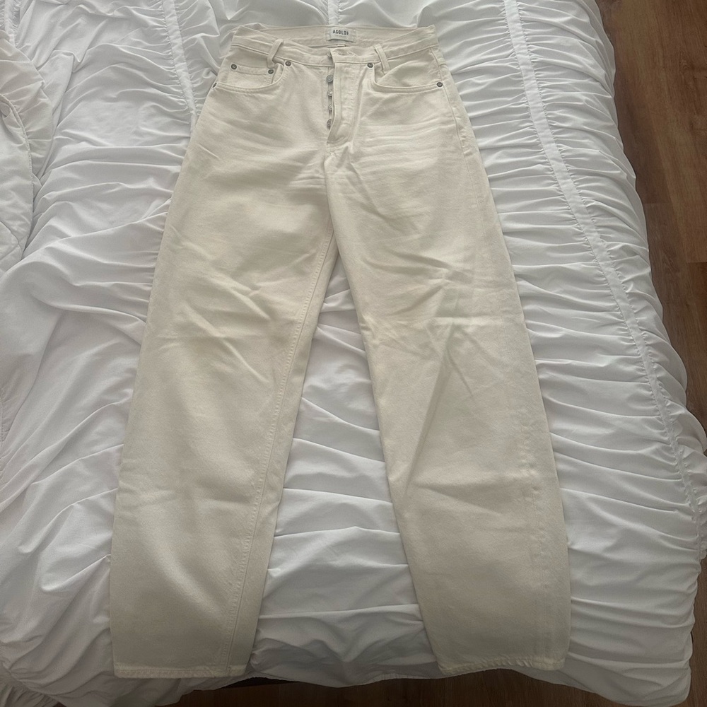 AGOLDE tapered baggy White Denim Jeans